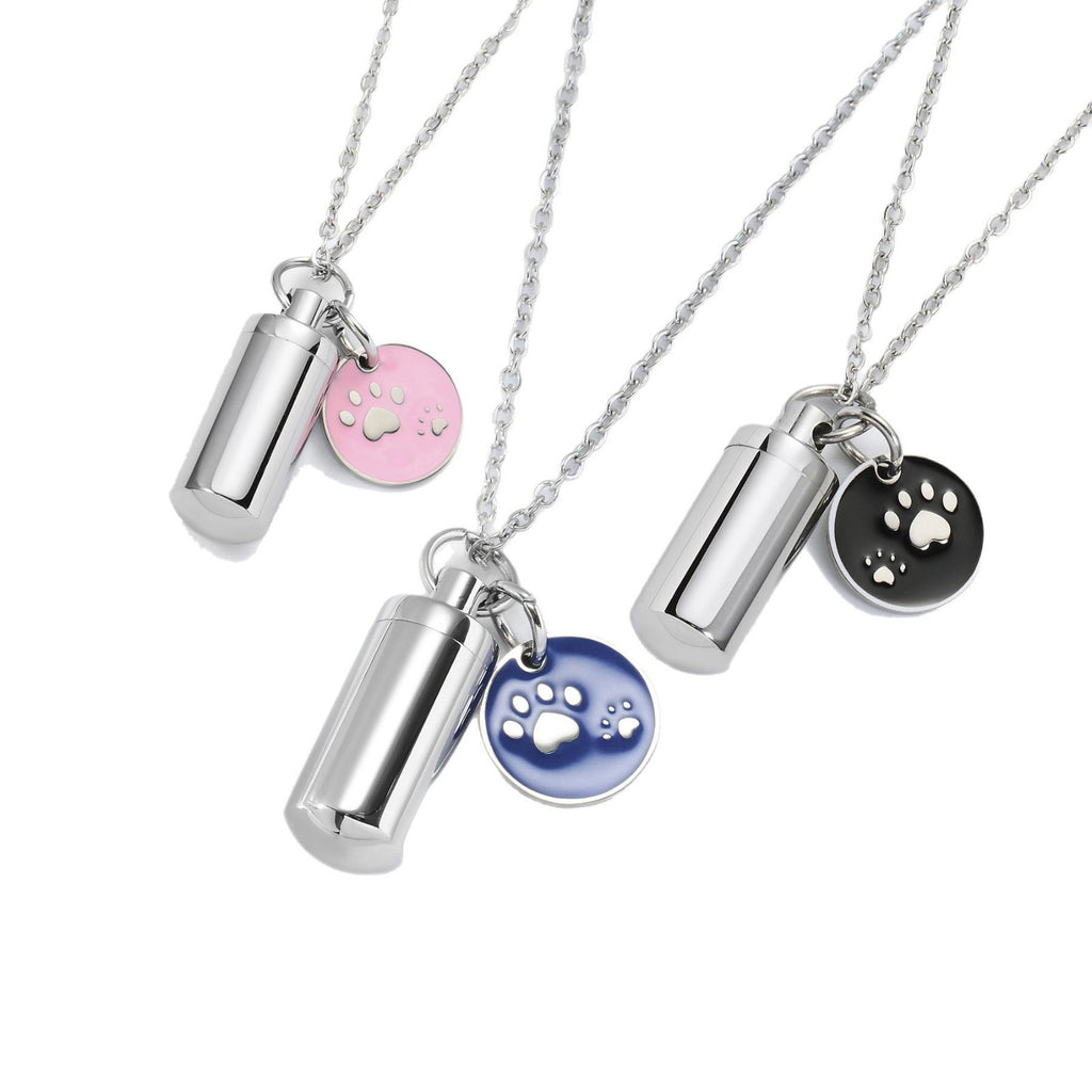 Damen Halskette mit personalisiertem Medaillon und Pfotenanhänger Shop Nory
