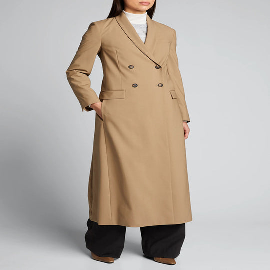 Damen Maxilanger Einreihiger Longcoat im minimalistischen Trenchstil mit weichem Fall Shop Nory