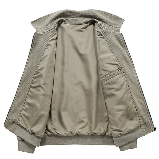 Herren texturierte Strick-Übergangsjacke mit Stehkragen und Reißverschluss Shop Nory