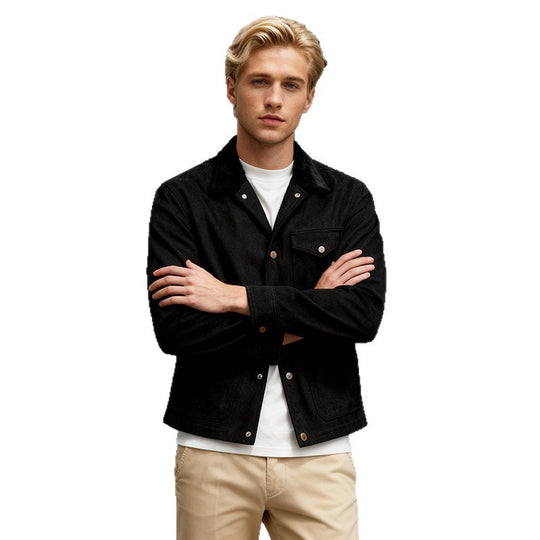 Herren Utility-Overshirt aus schwerer Canvas mit Cordkragen und Druckknopfverschluss Shop Nory