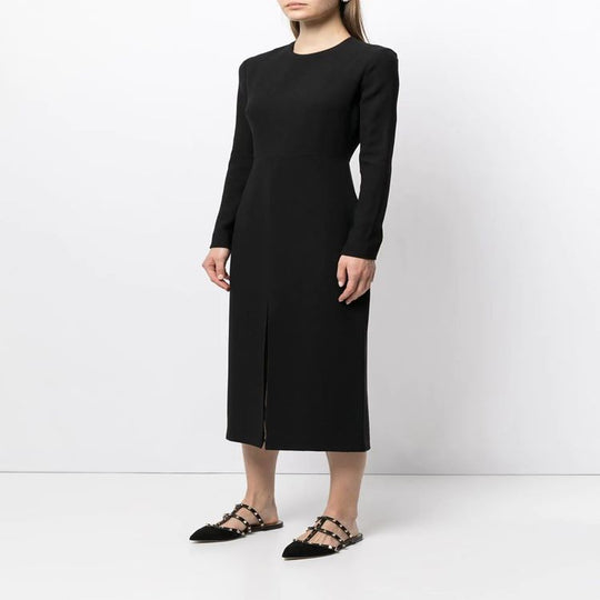 Damen Tailliertes Midikleid mit langem Arm, vorderlichem Schlitz und cleanem Tailoring Shop Nory