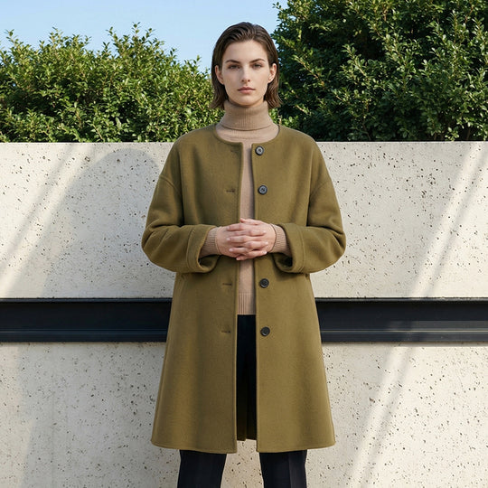 Damen Eleganter Wollmantel mit minimalistischen Details Shop Nory