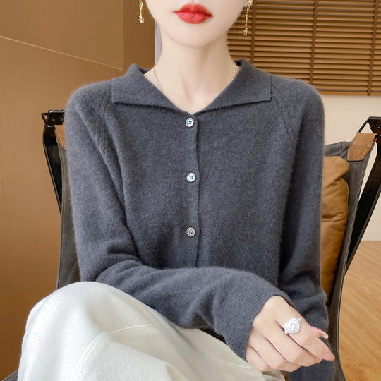 Damen Kuscheliger Reverskragen-Cardigan im Kaschmir-Look mit Mohair-Effekt Shop Nory