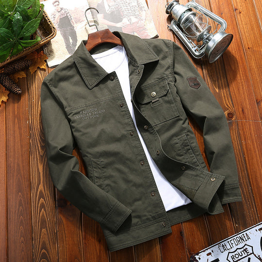 Herren robuste Canvas-Feldjacke mit Brusttasche Stickdetail und Hemdkragen Shop Nory