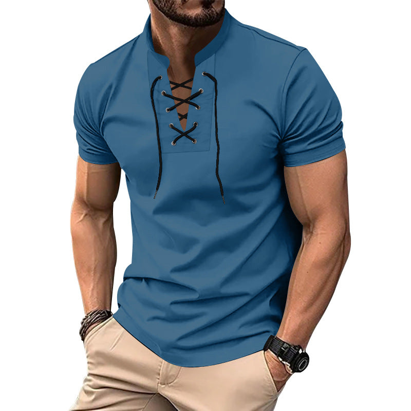 Herren lässiges Poloshirt mit Schnürung