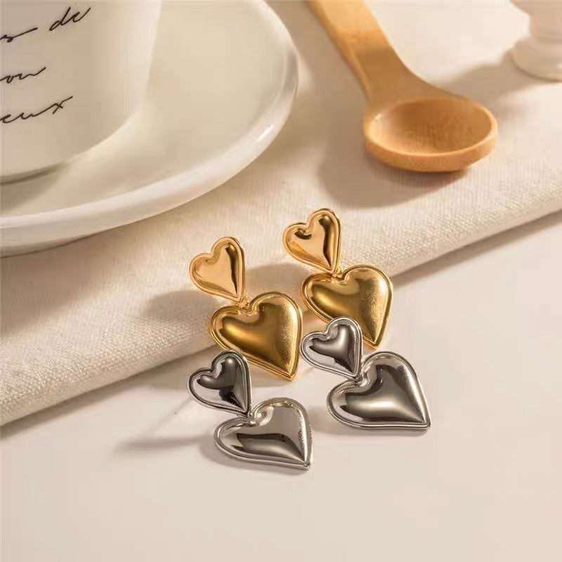 Damen Herzförmige Silber Statement Ohrringe Shop Nory
