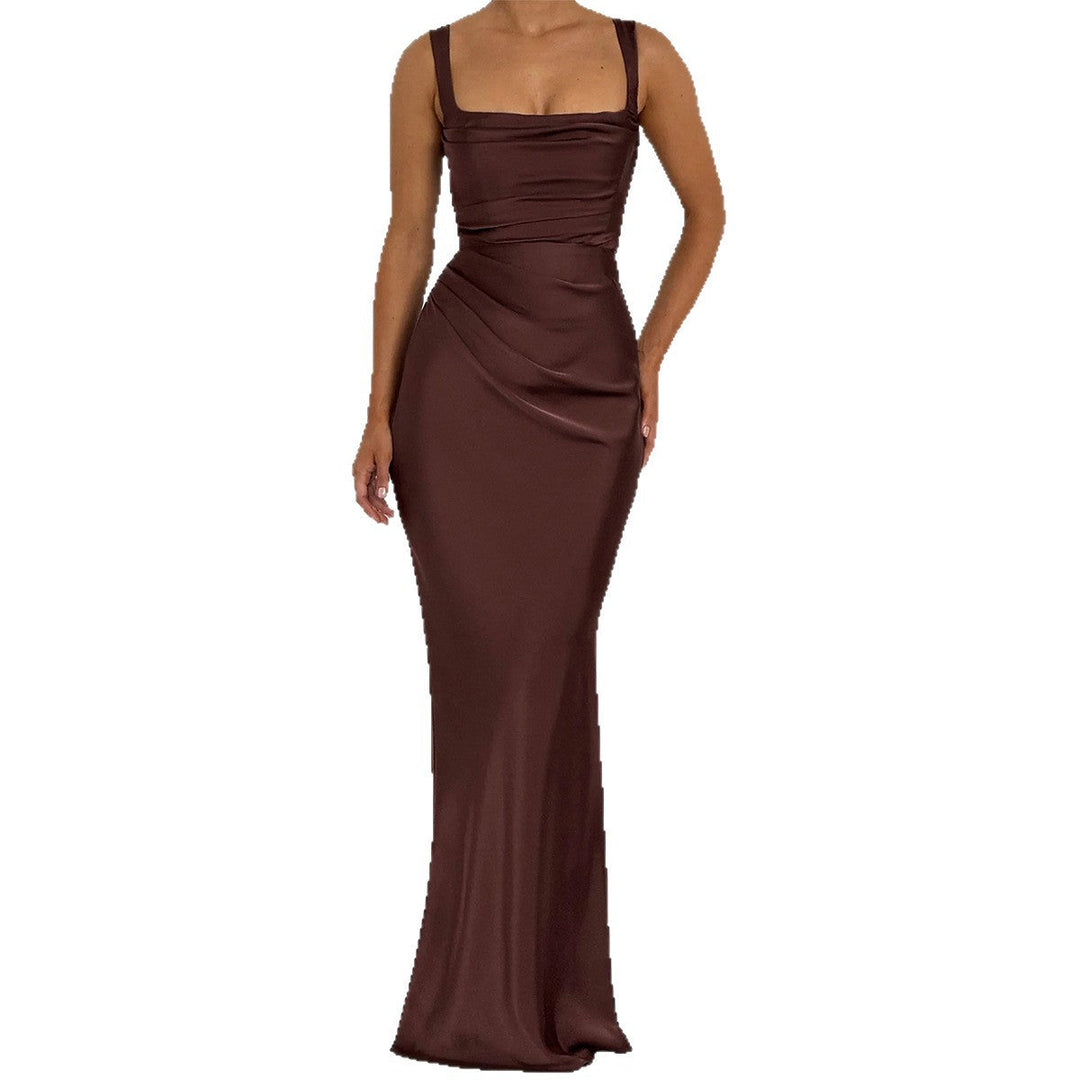 Damen Maxikleid mit elegantem Quadrat-Ausschnitt und figurformendem Design