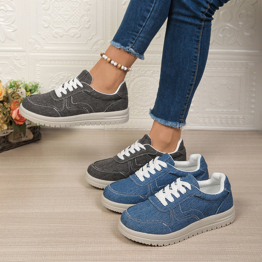 Damen lässige Denim-Sneaker mit gepolstertem Komfortfußbett und profilierter EVA-Laufsohle Shop Nory