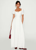 Damen Maxikleid mit Puffärmeln und elegantem Ausschnitt Shopnory