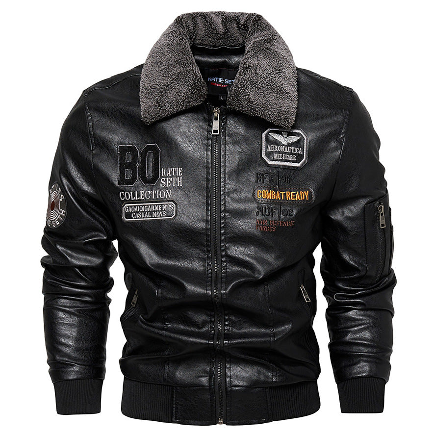 Herren Kunstlederjacke mit gefüttertem Kragen Shop Nory