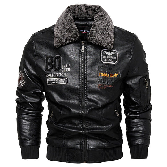 Herren Kunstlederjacke mit gefüttertem Kragen Shop Nory