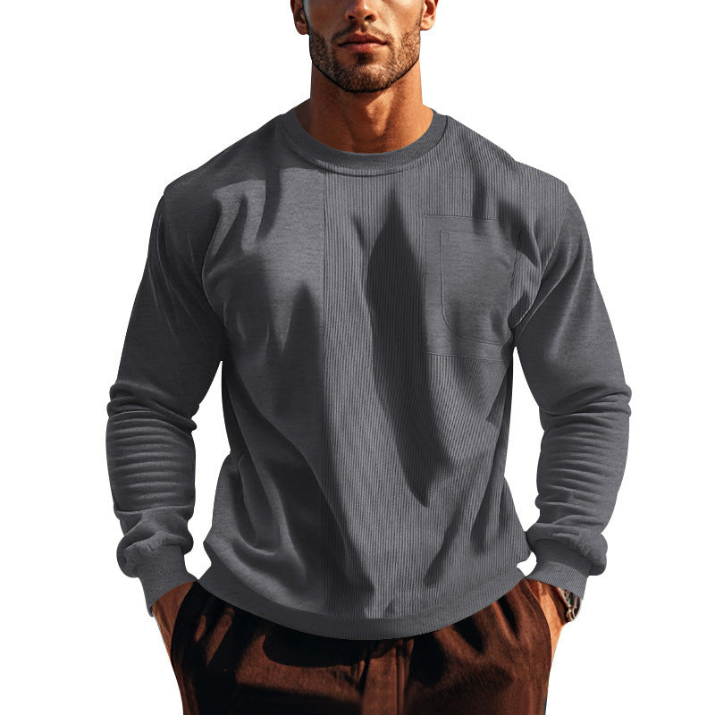 Herren Struktur-Sweatshirt mit Rippen-Panel und Brusttasche Shop Nory