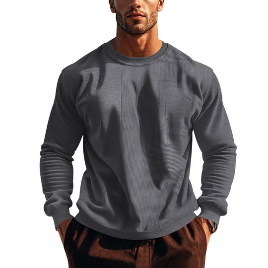 Herren Struktur-Sweatshirt mit Rippen-Panel und Brusttasche Shop Nory