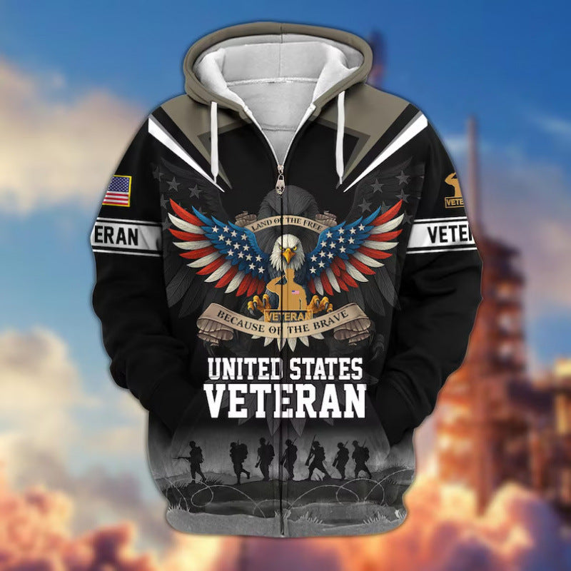 Herren Kapuzensweater mit amerikanischem Veteranenmotiv Shop Nory