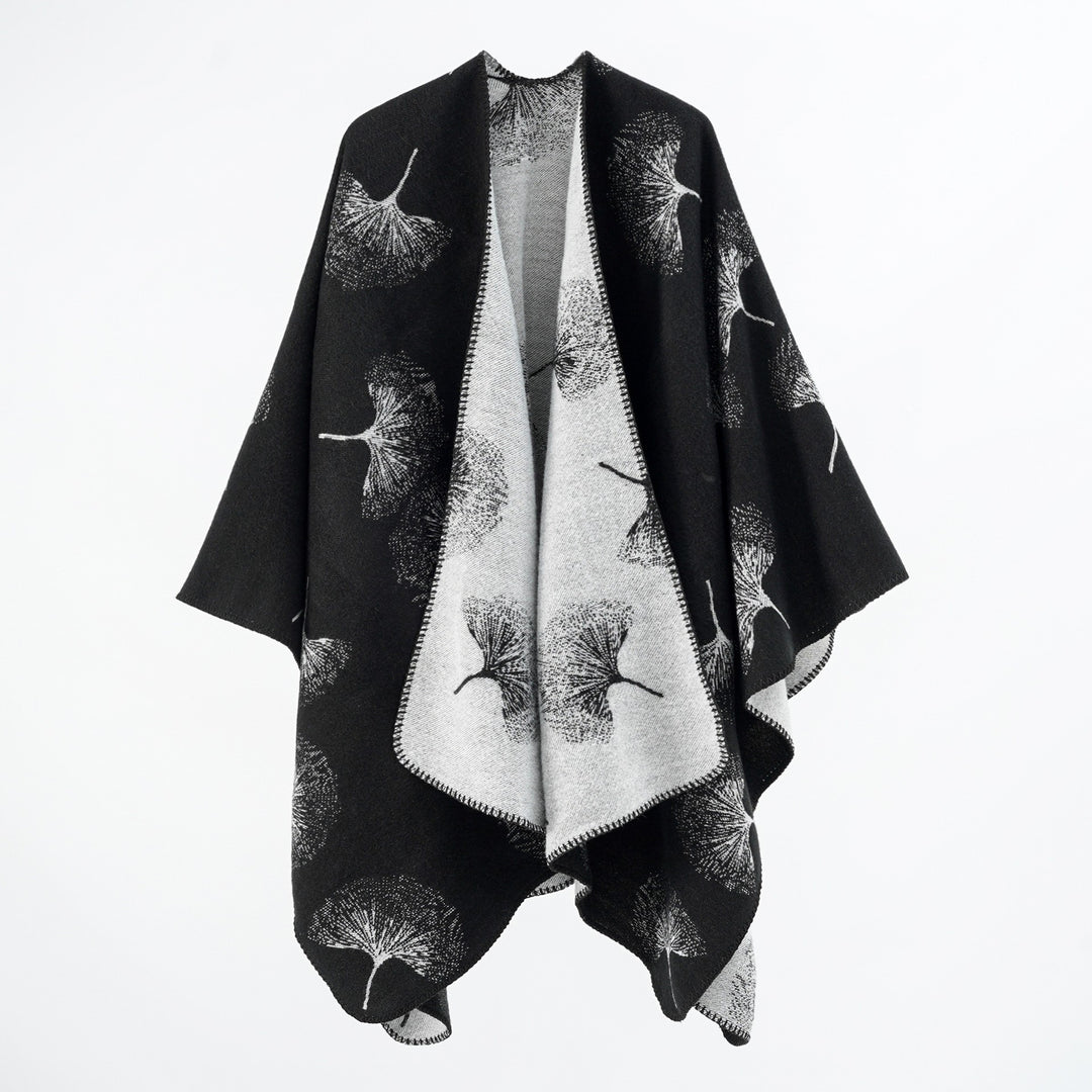 Damen Reversibler Feinstrick-Cape mit eingewebtem Pusteblumen-Jacquard Shop Nory