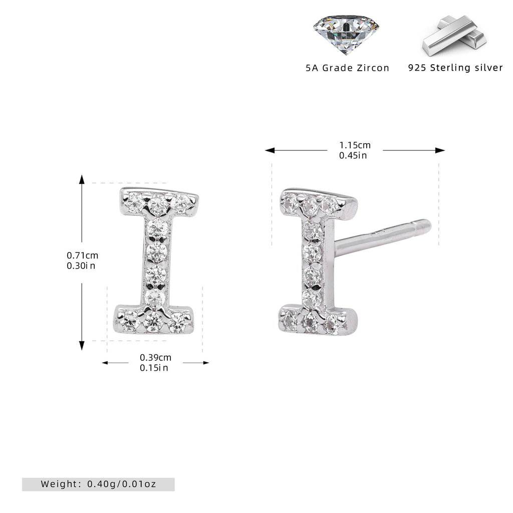 Damen Ohrstecker aus 925 Sterling Silber mit luxuriösem Zirkonbuchstaben R Shop Nory