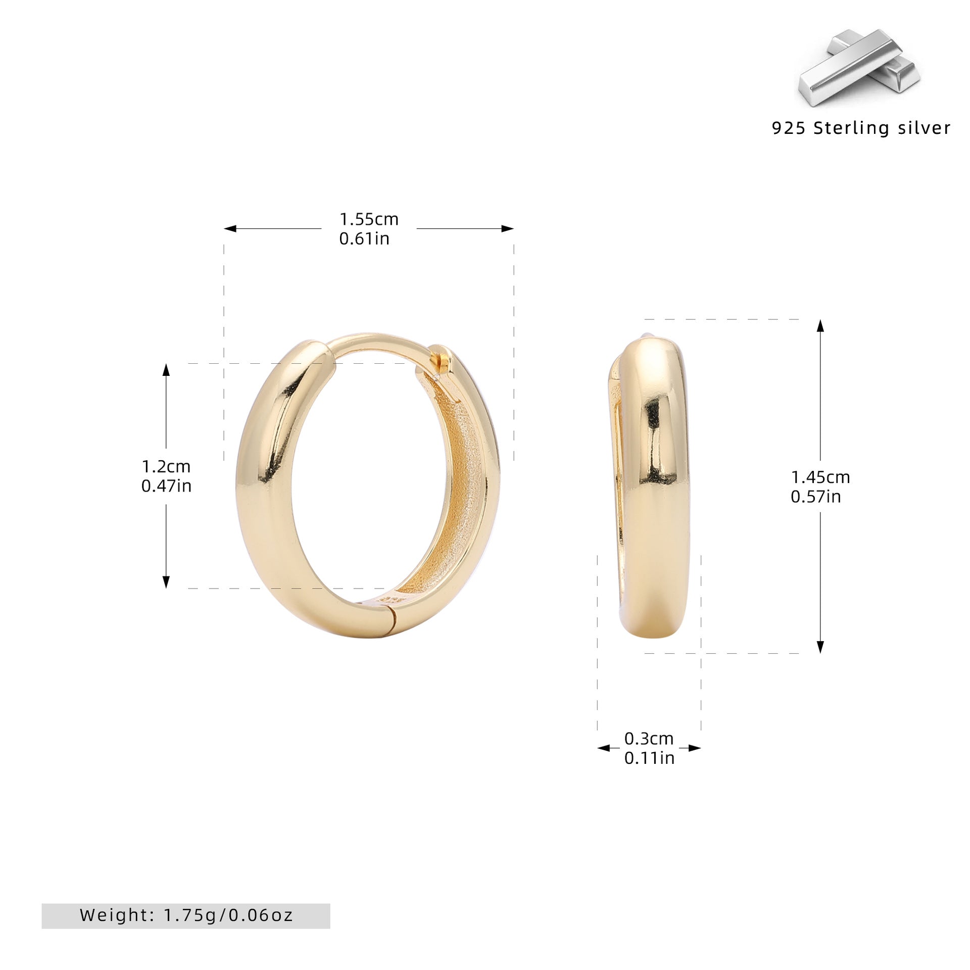 Damen Creolen mit poliertem Design aus hochwertigem 925 Sterling Silber Shop Nory