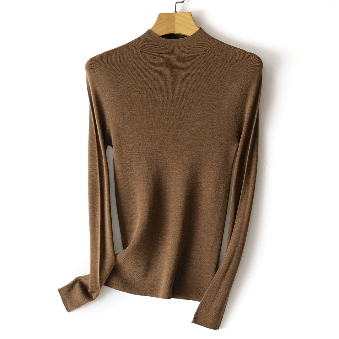 Damen Feinstrick-Longsleeve mit kurzem Stehkragen und schlanker Silhouette Shop Nory