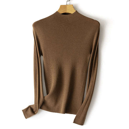 Damen Feinstrick-Longsleeve mit kurzem Stehkragen und schlanker Silhouette Shop Nory
