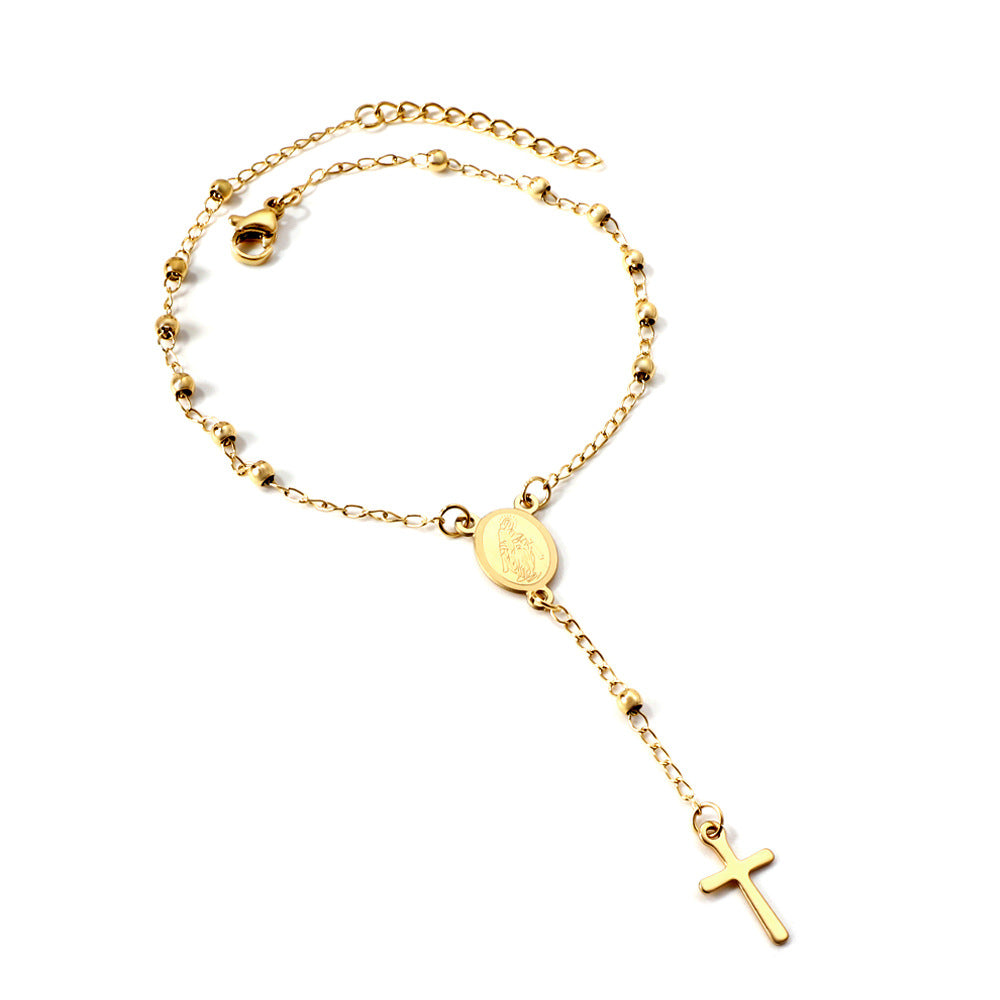 Damen elegante Halskette mit Kreuzanhänger und feinen Perlenakzenten Shop Nory