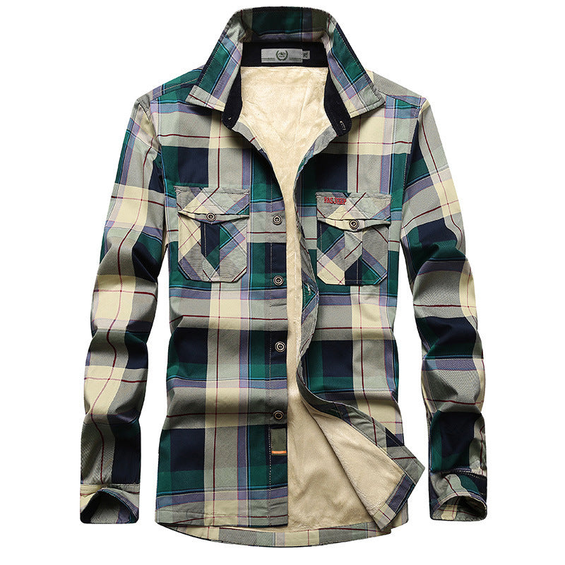 Herren Kariertes Thermo-Hemdjacke mit Teddyfleece-Innenfutter und Brustpattentaschen Shop Nory