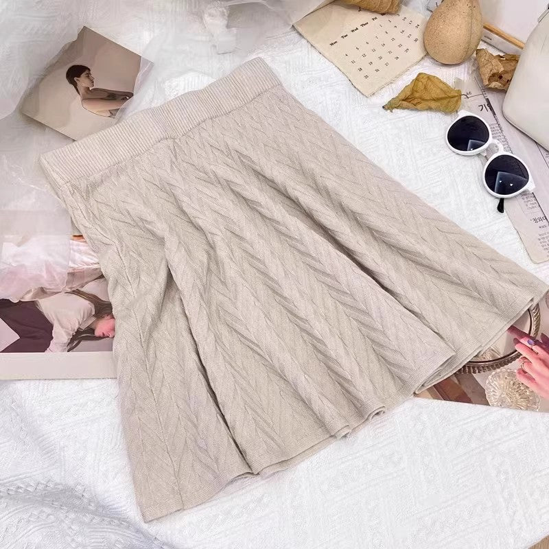 Damen Plissierter Strickrock mit Zopfmuster Shop Nory