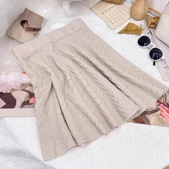 Damen Plissierter Strickrock mit Zopfmuster Shop Nory