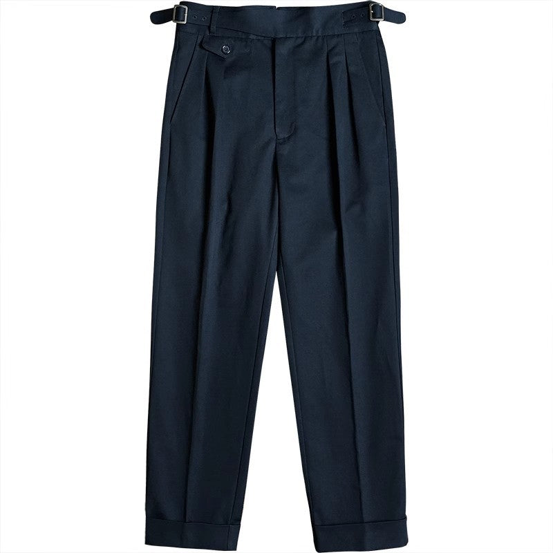 Herren Bundfaltenhose mit verstellbaren Seitenschnallen und Umschlag Shop Nory