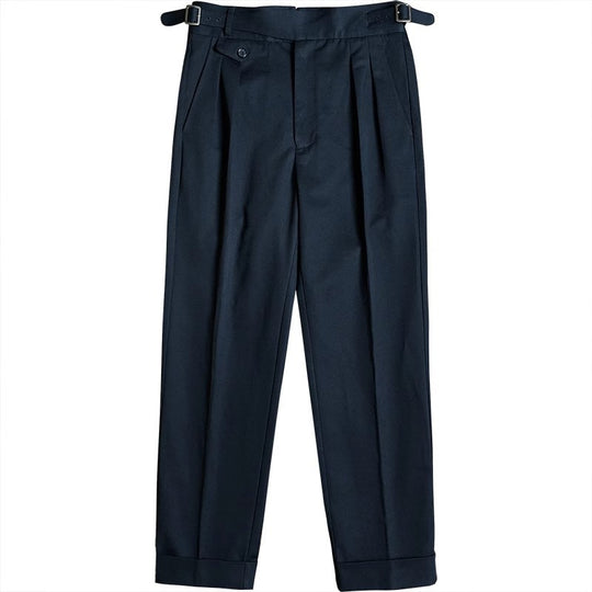 Herren Bundfaltenhose mit verstellbaren Seitenschnallen und Umschlag Shop Nory