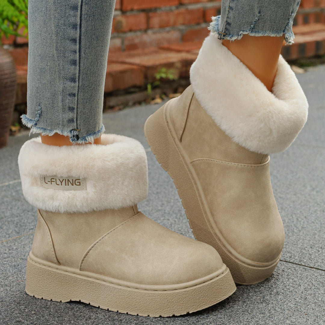 Damen Warme Kurzstiefel mit kuscheligem Fellaufschlag und leichter Plateau-Sohle Shop Nory