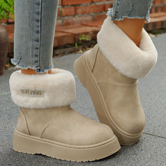 Damen Warme Kurzstiefel mit kuscheligem Fellaufschlag und leichter Plateau-Sohle Shop Nory