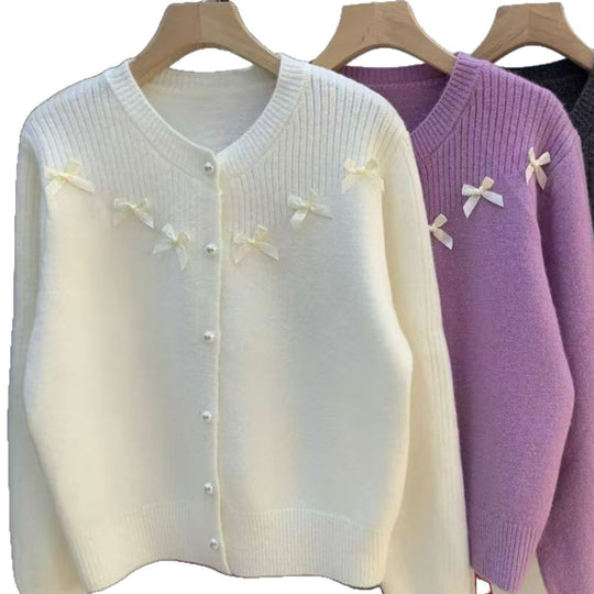 Damen Flauschiger Strickcardigan mit Perlen-Details Shop Nory