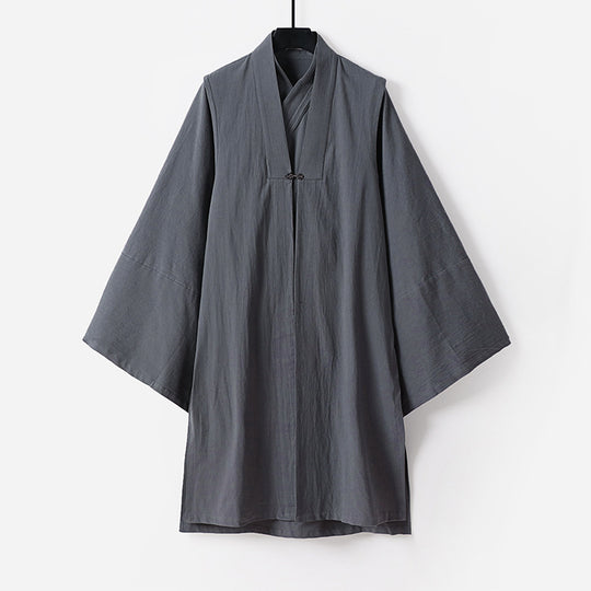 Unisex Asiatisch inspirierte Oversize-Kimono-Jacke mit Trompetenärmeln und kleinem Knebelverschluss Shop Nory