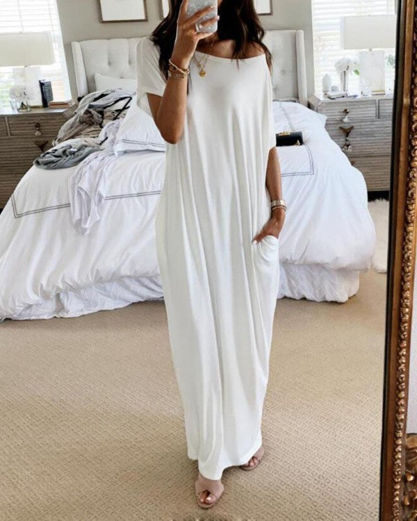 Damen lässiges Maxi-Überkleid mit weitem Schnitt und praktischen Taschen