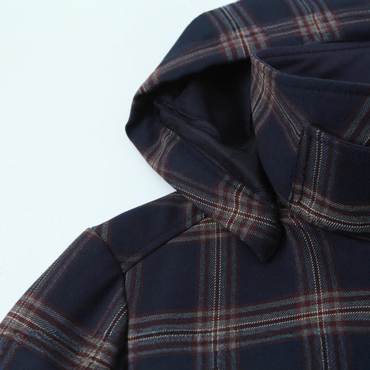 Damen Kurzjacke im Boxy‑Schnitt mit großem Hemdkragen und Karomuster Shop Nory