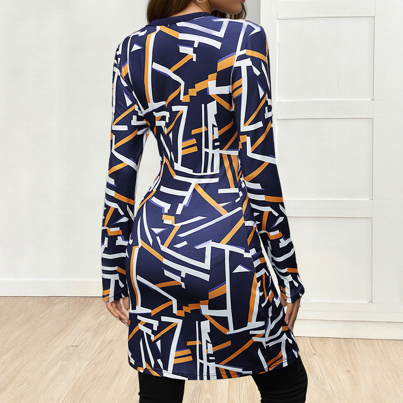 Damen Asymmetrisches Longsleeve-Tunikashirt mit diagonaler Knopfleiste und Seitenschlitzen Shop Nory