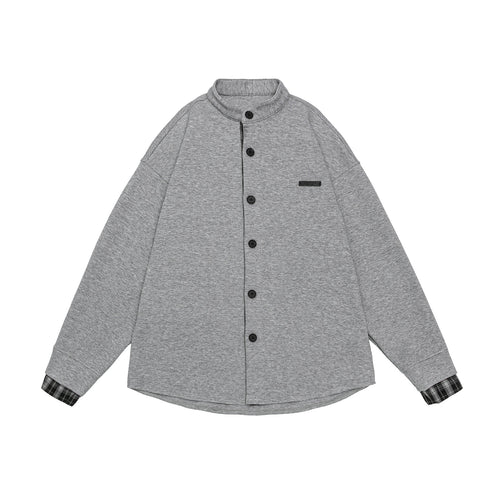 Unisex Oversize-Sweatjacke im Hemdjacken-Look mit Stehkragen Shop Nory