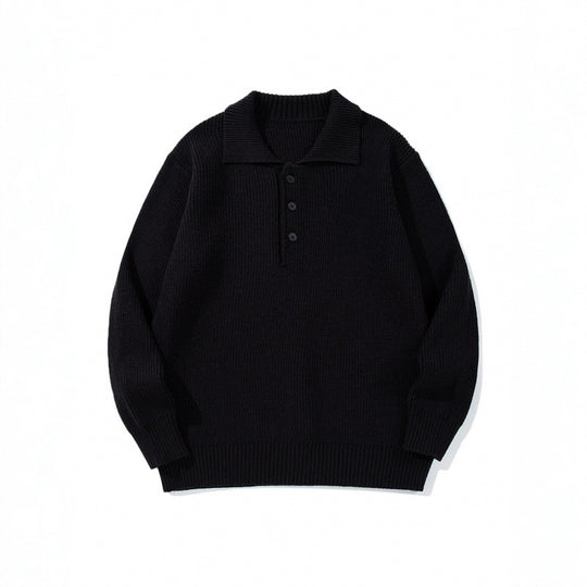 Herren Feinstrick-Polo-Pullover mit Hemdkragen, Knopfleiste und geripptem Saum Shop Nory