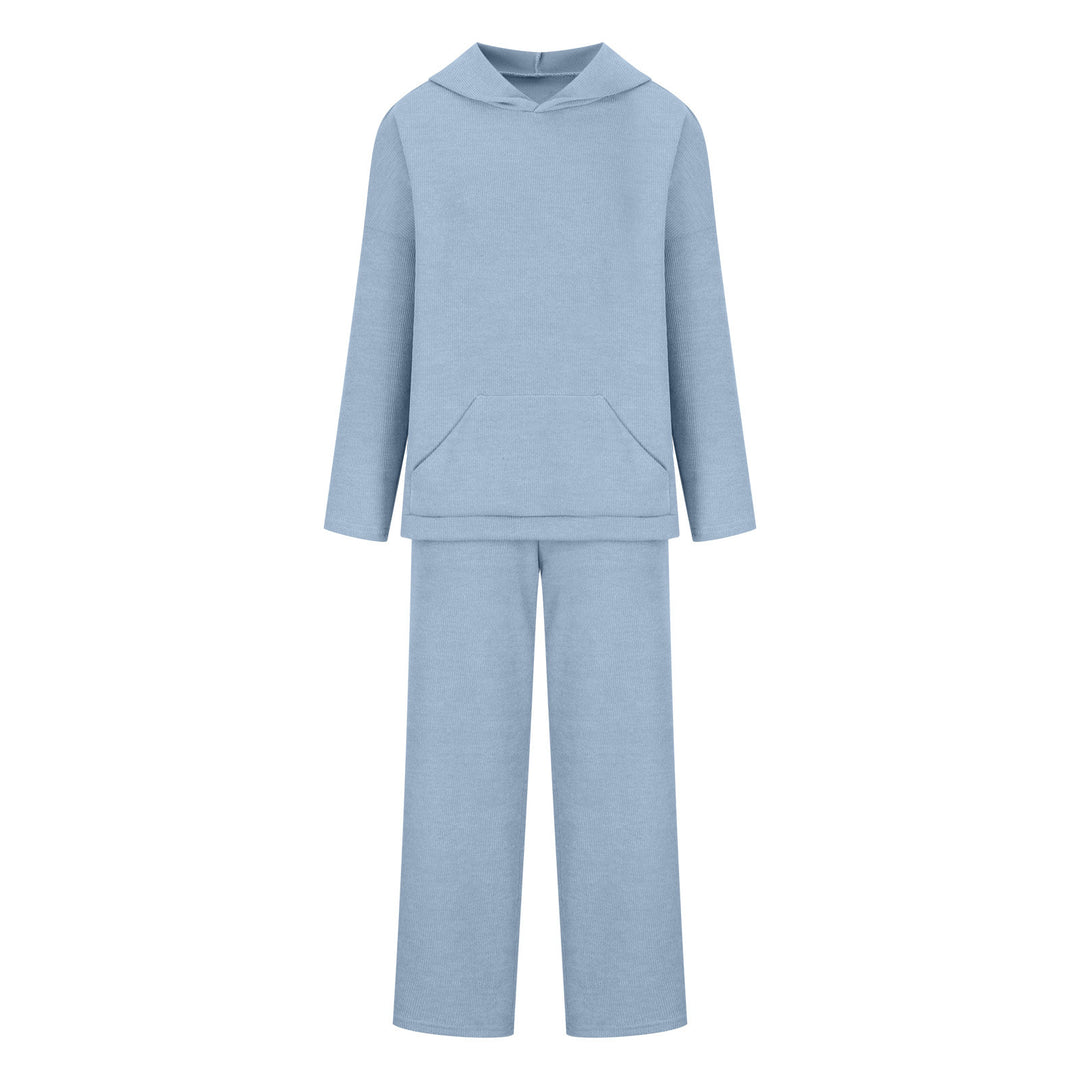 Damen gemütliches Lounge-Set mit Kapuzenpullover, Kängurutasche und weitem Jersey-Hose Shop Nory