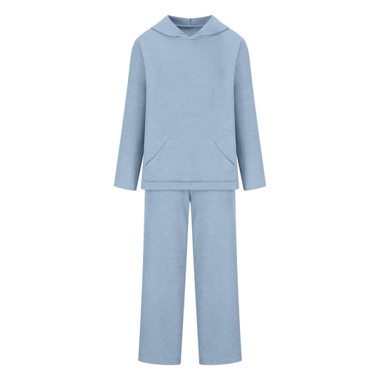 Damen gemütliches Lounge-Set mit Kapuzenpullover, Kängurutasche und weitem Jersey-Hose Shop Nory
