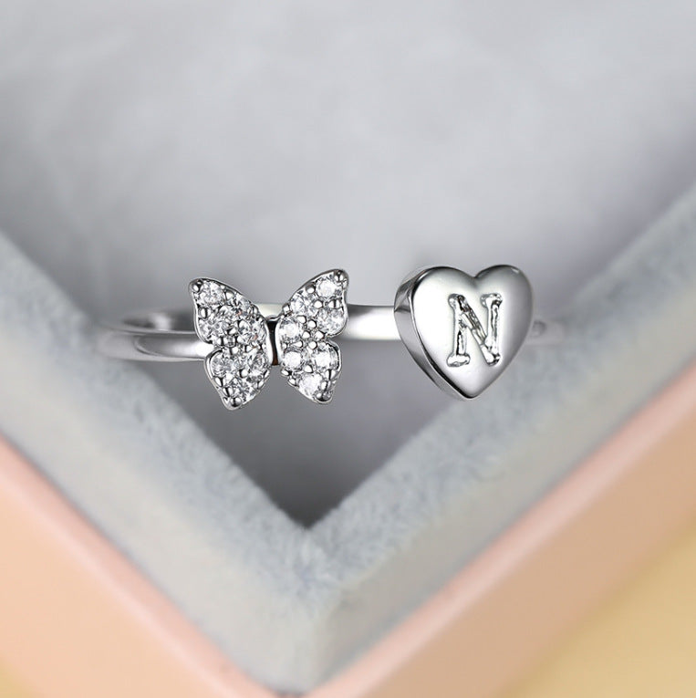 Damen Ring mit Schmetterlingsdesign und Herzmotiv Shop Nory