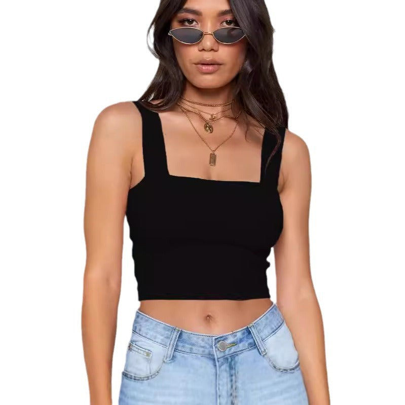 Damen Figurbetontes Crop-Top mit breiten Trägern