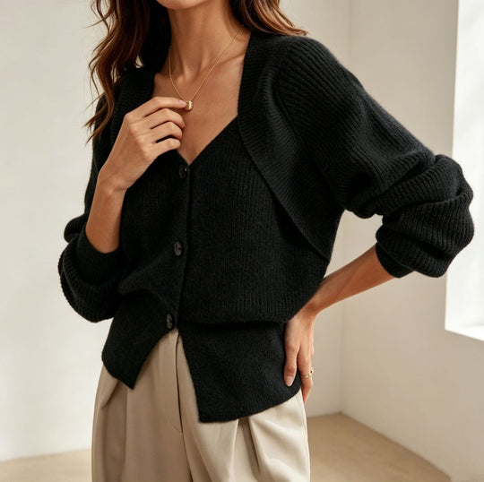 Damen Überschnittiger Feinstrick-Cardigan mit V-Ausschnitt und Knopfleiste Shop Nory