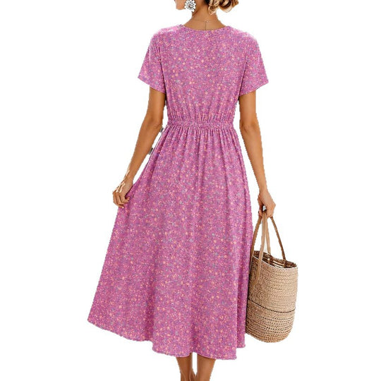 Damen Midikleid mit floralem Alloverprint, Tunnelzugtaillenband und Knopfleiste Shop Nory