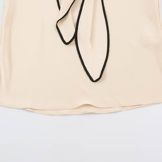 Damen Fließender Satin-Midirock mit Knotengürtel und Kontrastkante Shop Nory