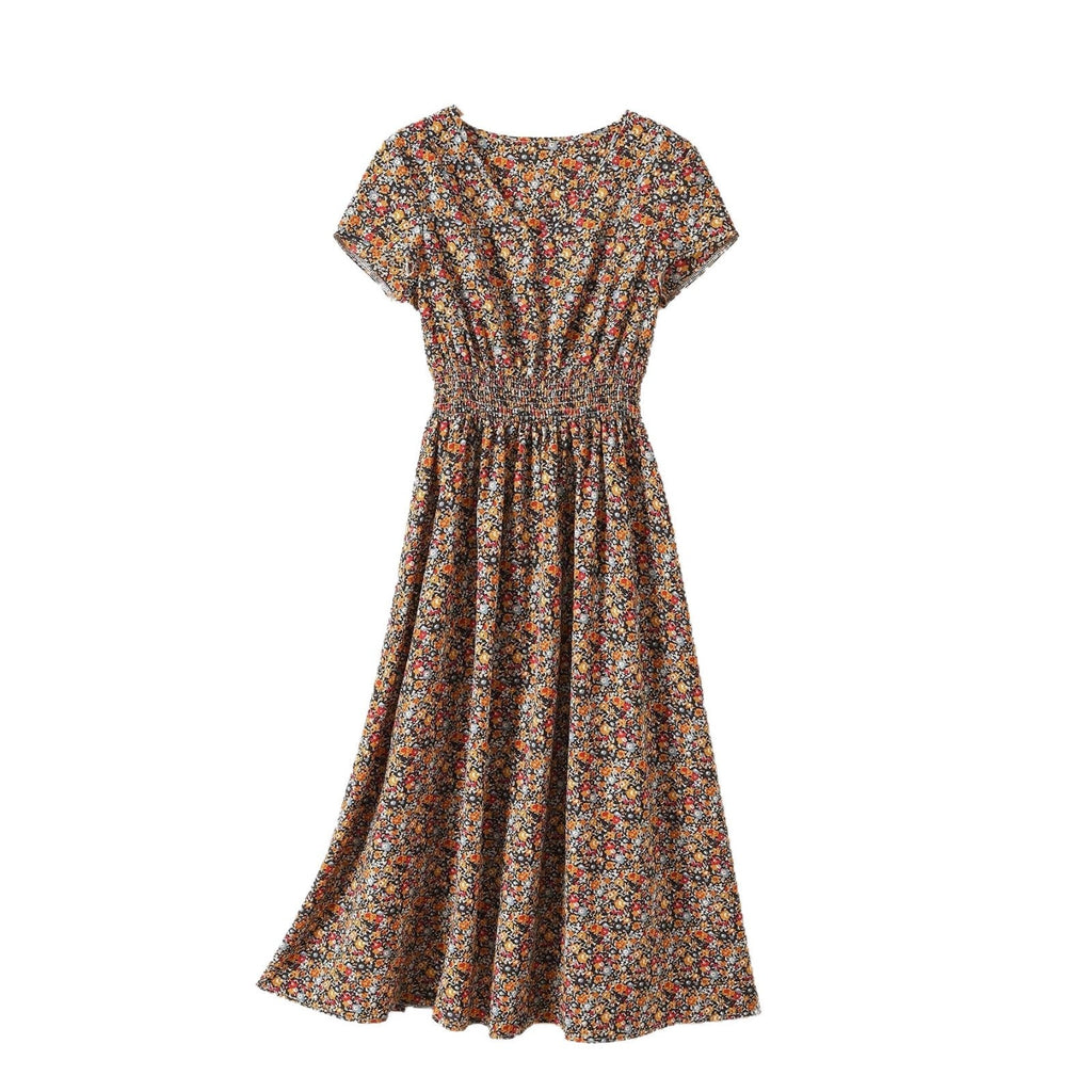 Damen Sommerliches Midikleid mit elastischem Bund und floralen Mustern
