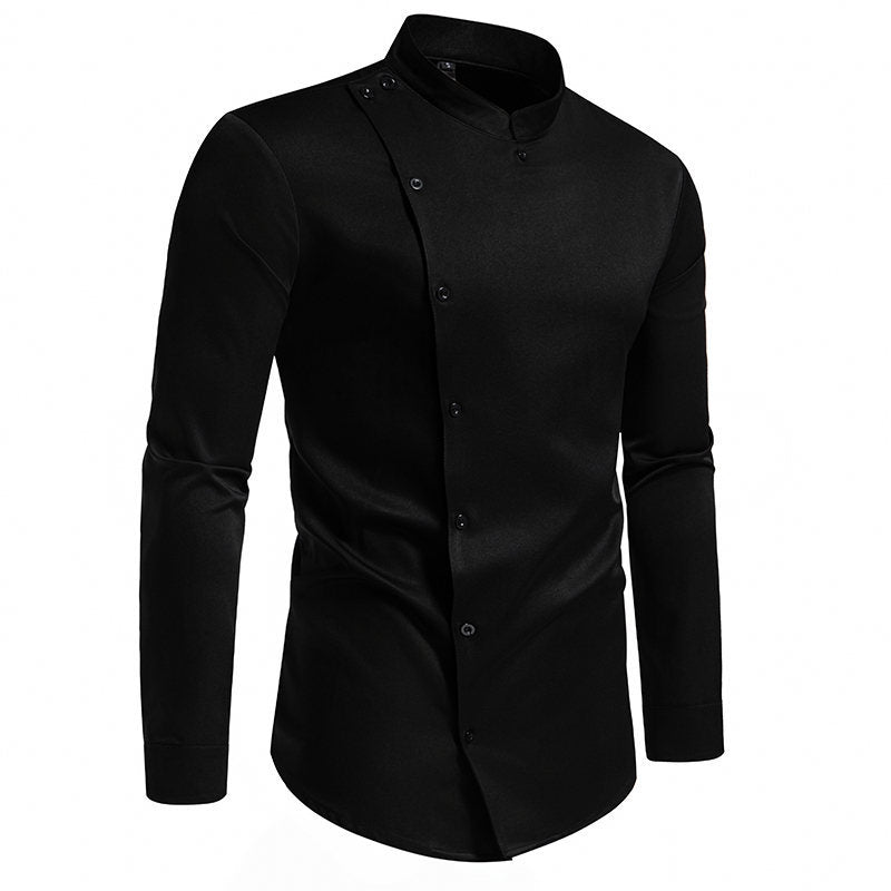 Herren Langarm Hemd mit modernem Knopfdesign