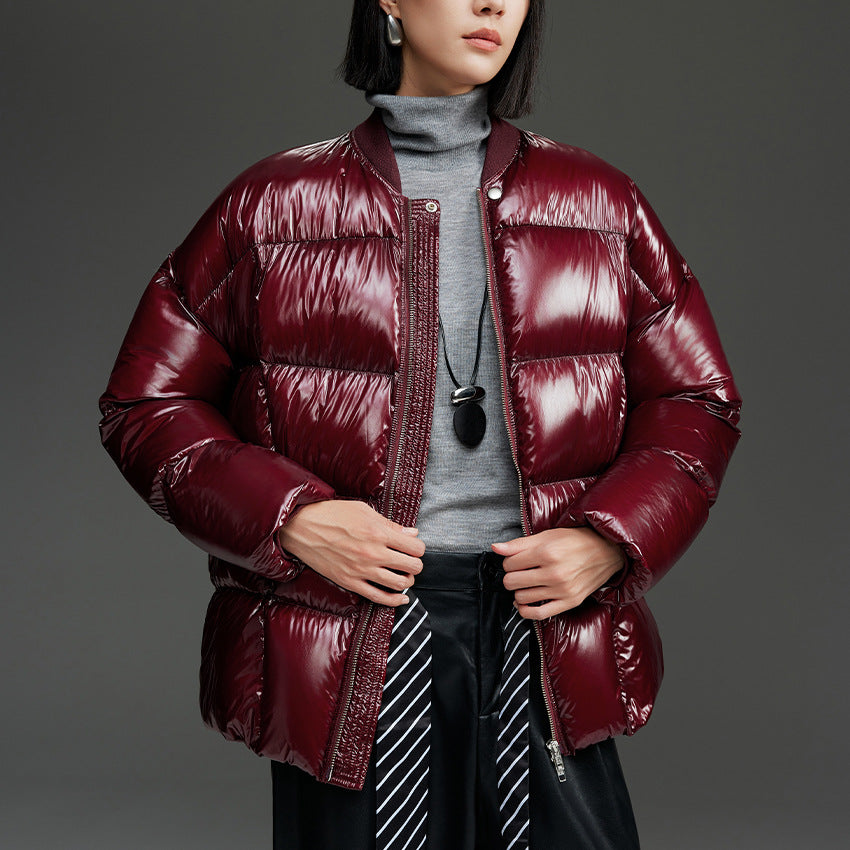 Damen Kurze gestepptte Daunenjacke mit glänzender Shell und Boxy-Silhouette Shop Nory