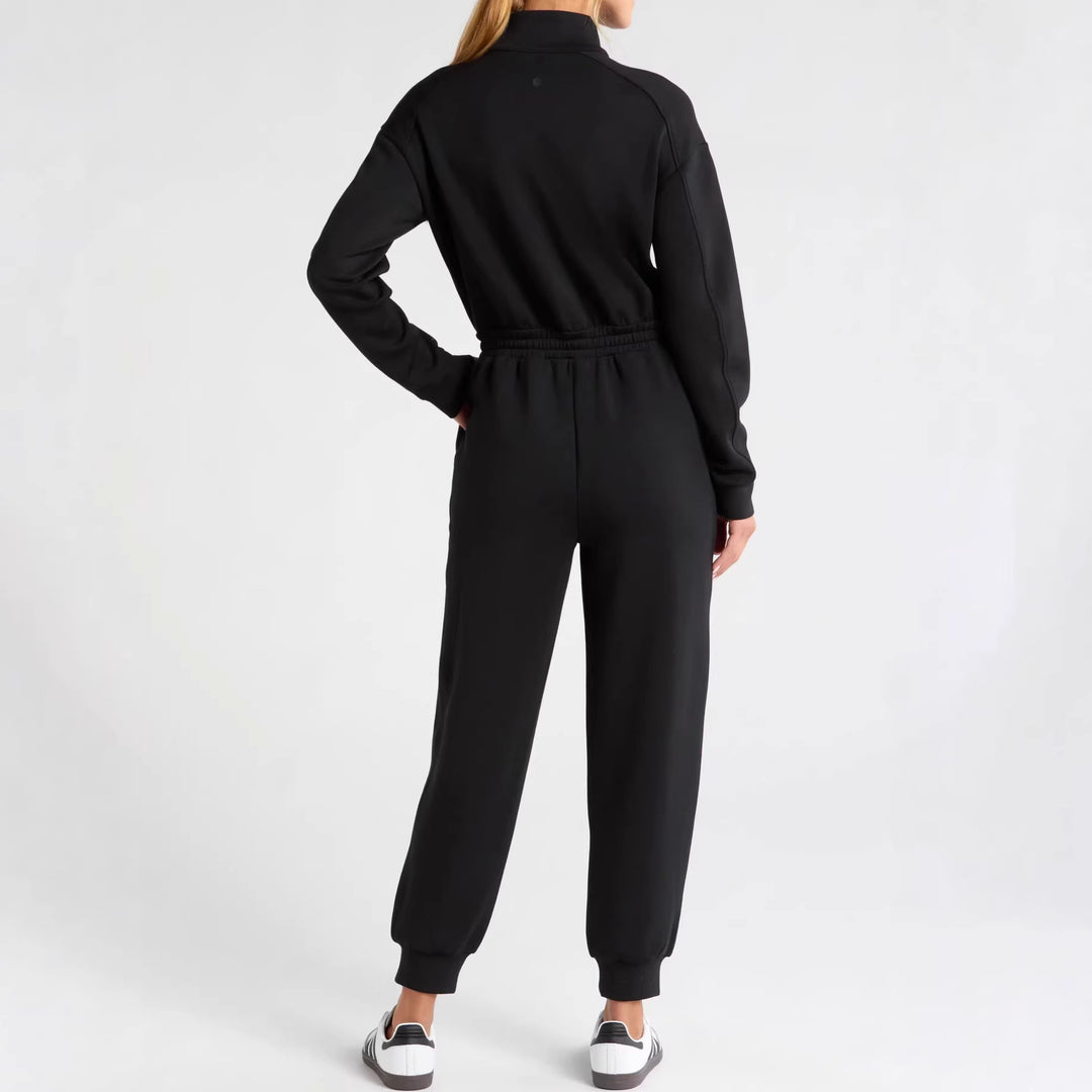 Damen Modischer Jumpsuit mit Stehkragen und Kordelzug