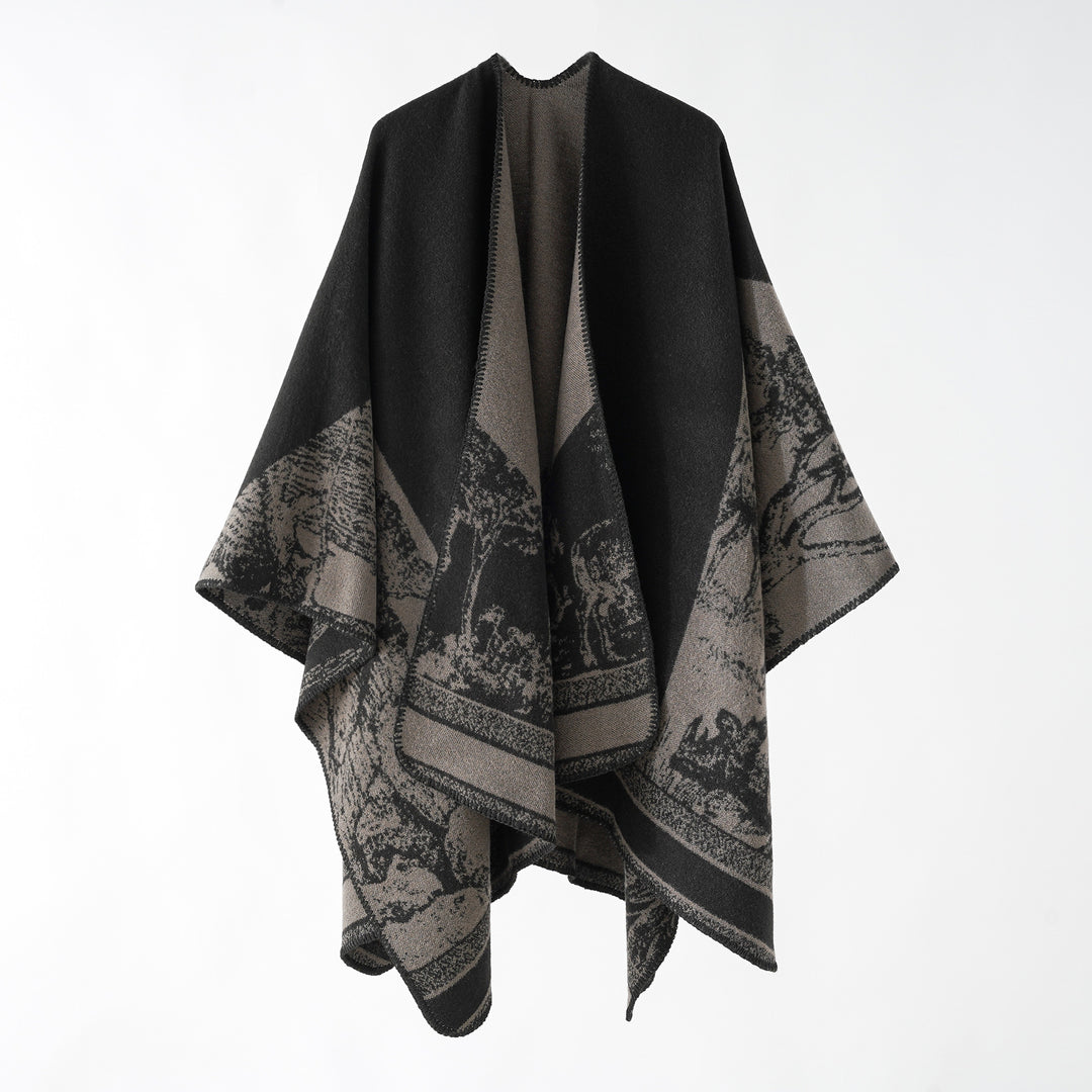 Damen Jacquard-Wollmix-Überwurf mit offenem Kimono-Fall und weichem Griff Shop Nory
